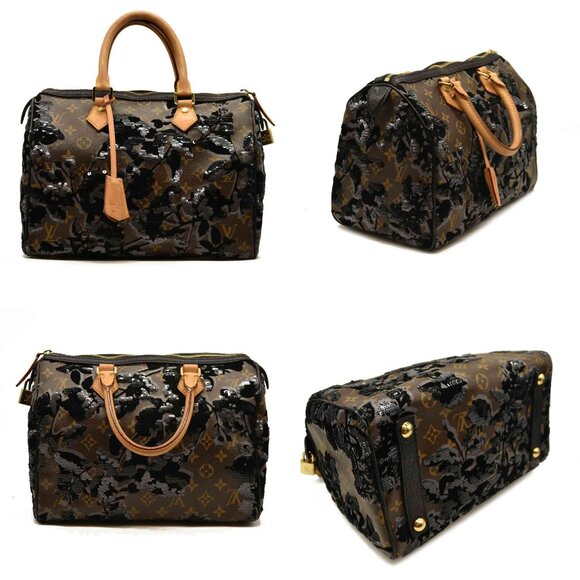 Louis Vuitton Monogram Fleur De Jais Black Sequins Speedy 30 - Picture 2 of 16